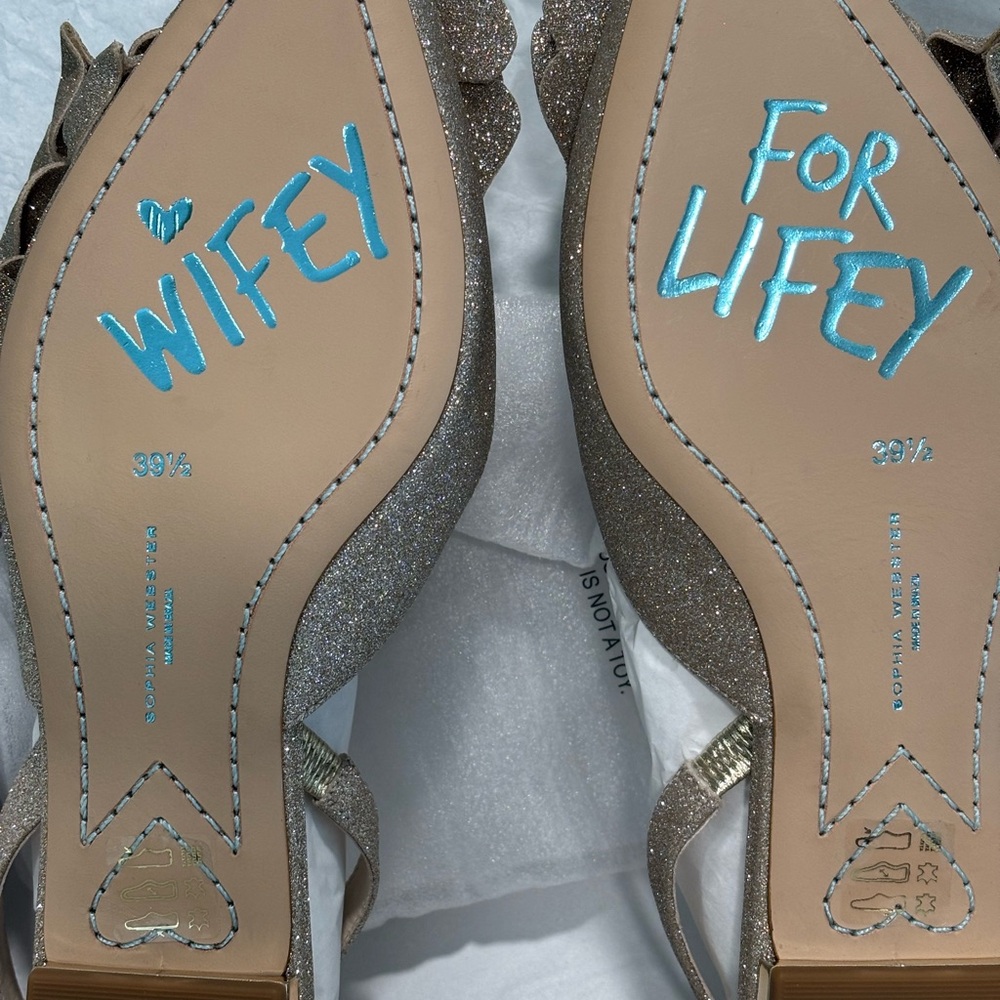 Sophia Webster New Jumbo Lilico Flat Sandals Size 39.5 Champagne Glitter color - Picture 3 of 8